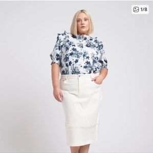 Erdem x Universal Standard Kalina Floral Short Sleeve Blouse